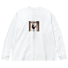 takeoutのカーテンにつかまっているネコ Big Long Sleeve T-Shirt