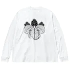 『Nothing Is Real』-- IN SUZURIの動物家紋。H.T.（桐にゾウ）黒 Big Long Sleeve T-Shirt