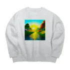 million-mindの雨に濡れた石畳 Big Crew Neck Sweatshirt