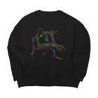 A-Kdesignの虹色の猫 Big Crew Neck Sweatshirt