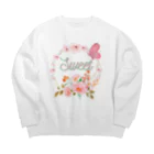 Japan  KAWAIIのフローラルリース Big Crew Neck Sweatshirt