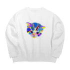 meiroのカラフルな猫 Big Crew Neck Sweatshirt