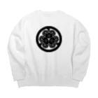 『Nothing Is Real』-- IN SUZURIの動物家紋。H.T.（三つ葉葵ハシビロコウ）黒 Big Crew Neck Sweatshirt
