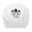 『Nothing Is Real』-- IN SUZURIの動物家紋。H.T.（桐にゾウ）黒 Big Crew Neck Sweatshirt