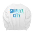 JIMOTOE Wear Local Japanの渋谷区 SHIBUYA WARD ロゴブルー Big Crew Neck Sweatshirt