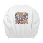 07cmのたくさんの顔 Big Crew Neck Sweatshirt