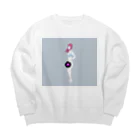 垢抜け足りないイラストショップのレコードで隠す女子 Big Crew Neck Sweatshirt