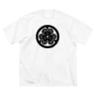 『Nothing Is Real』-- IN SUZURIの動物家紋。H.T.（三つ葉葵ハシビロコウ）黒 Big T-Shirt