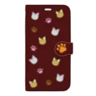 すきだらけShopの【ちぃちゃん＆みみしゃん】手帳型スマホケース（あずき） Book-Style Smartphone Case