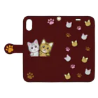 すきだらけShopの【ちぃちゃん＆みみしゃん】手帳型スマホケース（あずき） Book-Style Smartphone Case:Opened (outside)