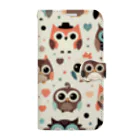 18ban's shopのフクロウドット柄 Book-Style Smartphone Case
