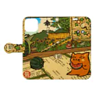 花日和 畳の赤ねこ、夏の縁側にて Book-Style Smartphone Case:Opened (outside)
