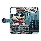 無気力のスケボーわんこ Book-Style Smartphone Case:Opened (outside)