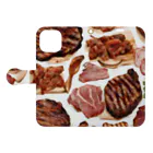 Haluuushopの焼肉大集合 Book-Style Smartphone Case:Opened (outside)