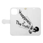 『Nothing Is Real』-- IN SUZURIのHappiness Is The Truth!（黒） Book-Style Smartphone Case:Opened (outside)