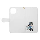 またたび/日本一周アイドルの水色×黒 Book-Style Smartphone Case:Opened (outside)