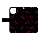 FAN-TANの薔薇を吸う蝙蝠(総柄/レッド) Book-Style Smartphone Case:Opened (outside)