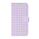 みっふぉ どじぇきのすいかこぞうのむらさきなギンガムチェック【オレンジ / うらめん】 Book-Style Smartphone Case