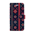 IZANAMI by Akane Yabushitaのコーカサス絨毯・ストライプ（インディゴ） Book-Style Smartphone Case