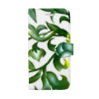 glass.saoriのgreen flowers 緑の花唐草 Book-Style Smartphone Case
