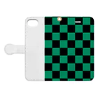 iPhone のケース屋の市松模様 (黒/緑) Book-Style Smartphone Case:Opened (outside)