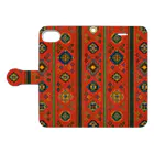 IZANAMI by Akane Yabushitaのコーカサス絨毯・ストライプ（バーミリオン） Book-Style Smartphone Case:Opened (outside)