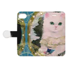 NORIMA'S SHOP のドレスを着た白い子猫のアンティーク風肖像画 Book-Style Smartphone Case:Opened (outside)