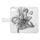 Kochou Design Studioの【ゼンタングルシリーズ・花】 Book-Style Smartphone Case:Opened (outside)