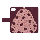 あわじテキスタイルの特大おにぎりスマホケース お赤飯 Book-Style Smartphone Case:Opened (outside)