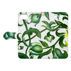 glass.saoriのgreen flowers 緑の花唐草 Book-Style Smartphone Case:Opened (outside)