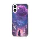 SamuraiMetaverseの紫の薔薇　ねむらぶ1425 Clear Smartphone Case