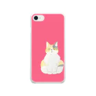 SHINOBU LABORATORY.のビックリ顔の三毛猫つぼみ Clear Smartphone Case