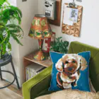 Yuhki | おばけのゆうき 公式オンラインショップのトイプードルのあん(ちぎり絵/青) Cushion