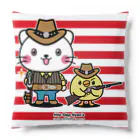 「ホップ・ステップ・ニャンズ」グッズストアのホップ・ステップ・ニャンズ【カウボーイにゃんこ＆ひよこ】 Cushion