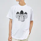 『Nothing Is Real』-- IN SUZURIの動物家紋。H.T.（桐にゾウ）黒 Dry T-Shirt