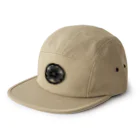 『Nothing Is Real』-- IN SUZURIの動物家紋。H.T.（三つ葉葵ハシビロコウ）黒 5 Panel Cap