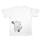 絵娯クリエイトのひのもとにゃんこ® 津軽三味線にゃんこ All-Over Print T-Shirt