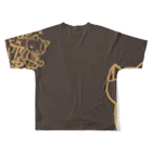 にこねこ【保護猫の保育園】の新発売！猫のぬいぐるみフルグラフィックTシャツが登場🐱【チャコール】 All-Over Print T-Shirt :back