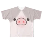 しらたまちゃんSHOPu〜🐽のお顔とおしり しらたまちゃんドアップ All-Over Print T-Shirt