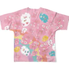 cioccomocaの両面＞新Ver. ねこらんど WAHA~❤️（ふんわりカラー総柄） All-Over Print T-Shirt :back