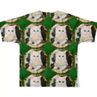 NORIMA'S SHOP のドレスを着た白い子猫のアンティーク風肖像画 All-Over Print T-Shirt :back