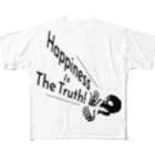 『Nothing Is Real』-- IN SUZURIのHappiness Is The Truth!（黒） All-Over Print T-Shirt