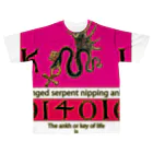 PALA's SHOP　cool、シュール、古風、和風、ねこ、ワンちゃん、ウサギさん、野鳥。のアンクを銜えた翼のある蛇-03 All-Over Print T-Shirt