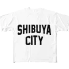 JIMOTOE Wear Local Japanの渋谷区 SHIBUYA WARD ロゴブラック All-Over Print T-Shirt
