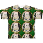 NORIMA'S SHOP のドレスを着た白い子猫のアンティーク風肖像画 All-Over Print T-Shirt