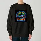 ©Happy Autism Japanのネオンの輝き☆世界旅行 Heavyweight Crew Neck Sweatshirt