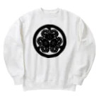 『Nothing Is Real』-- IN SUZURIの動物家紋。H.T.（三つ葉葵ハシビロコウ）黒 Heavyweight Crew Neck Sweatshirt