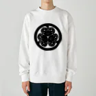 『Nothing Is Real』-- IN SUZURIの動物家紋。H.T.（三つ葉葵ハシビロコウ）黒 Heavyweight Crew Neck Sweatshirt