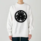 『Nothing Is Real』-- IN SUZURIの動物家紋。H.T.（三つ葉葵ハシビロコウ）黒 Heavyweight Crew Neck Sweatshirt