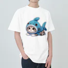 IloveCatのサメのフードを被った可愛らしい子猫 Heavyweight T-Shirt